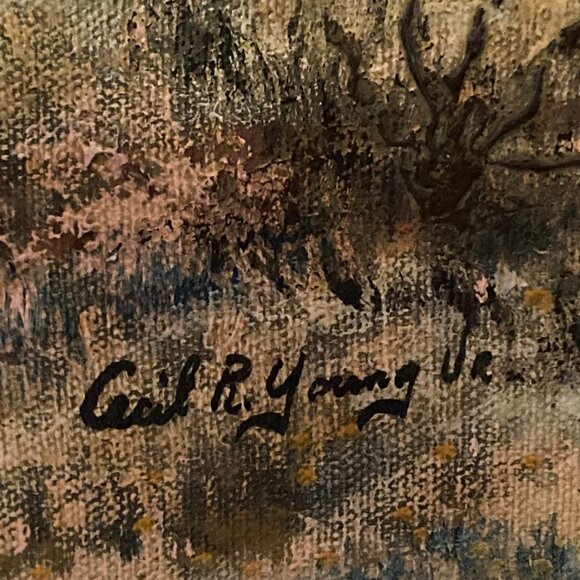 Vintage Oil Painting American Texas Artist Cecil Young Stagecoach Old Wild West - Picture 3 of 6